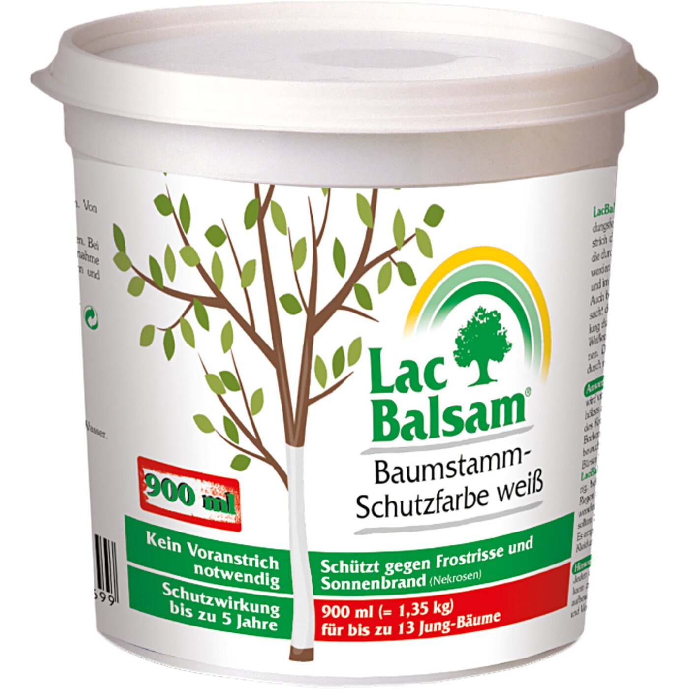 LacBalsam Baumstamm-Schutzfarbe weiß 900 ml Eimer