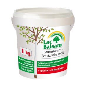LacBalsam Baumstamm-Schutzfarbe weiß 1 Kg Eimer