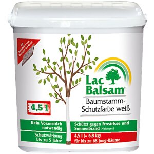 LacBalsam Baumstamm-Schutzfarbe weiß 4,5 Liter Eimer